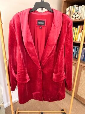 Eloquii Crimson Velvet Shawl-Collar Blazer